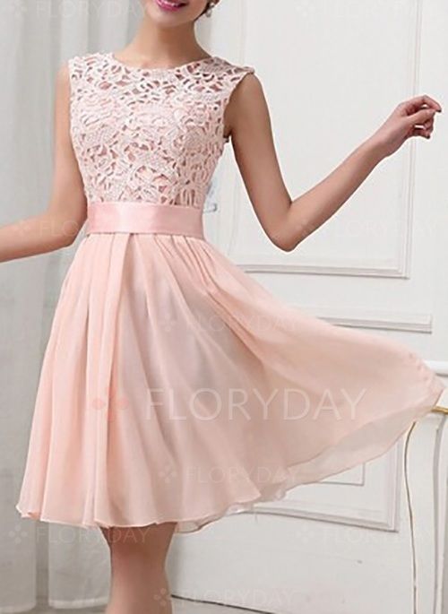 Kleider – $ 46.34 – Die Chiffon Plain Sleeveless Knielangen Elegante Kleider (195512389 …